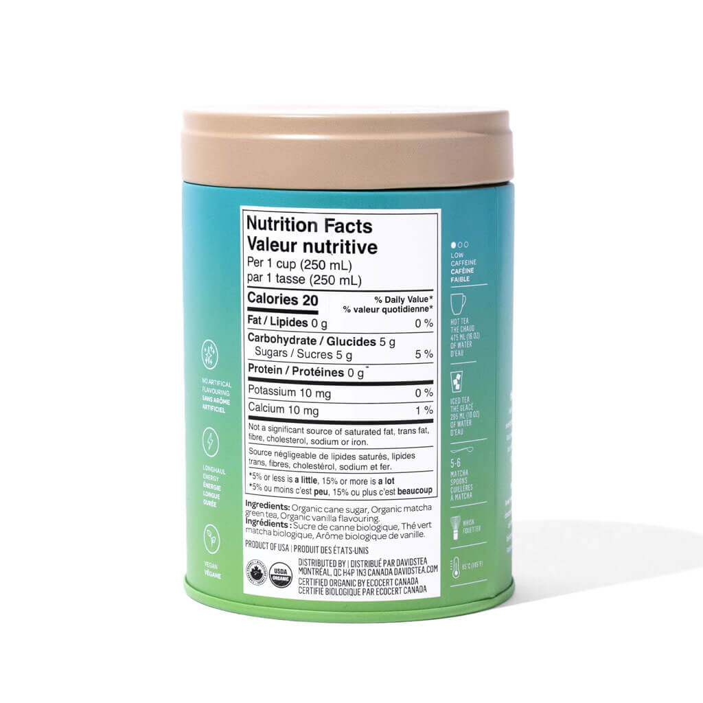 Organic Vanilla Matcha Tea Tin by David’s Tea – Low Caffeine Matcha