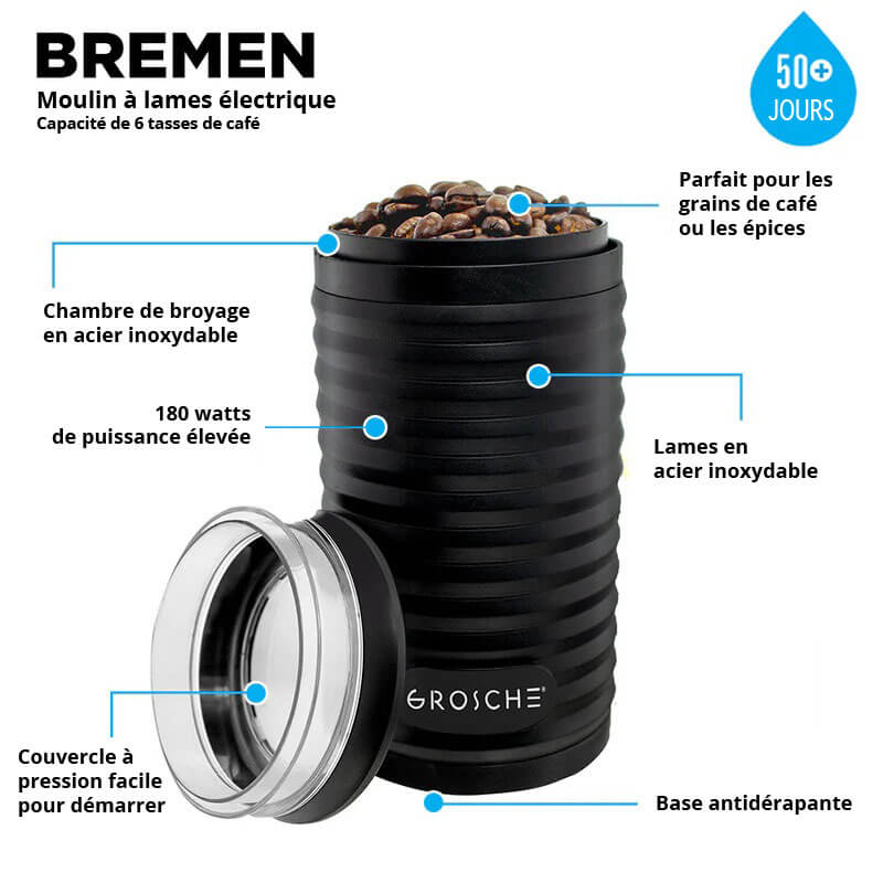 BREMEN BLADE Electric Blade Coffee Grinder – Compact Grinder by Grosche
