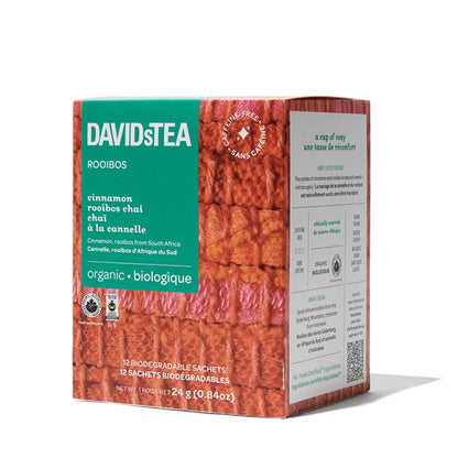 Cinnamon Rooibos Organic Chai Tea Pack of 12 Sachets by David’s Tea – Caffeine-Free Rooibos Chai