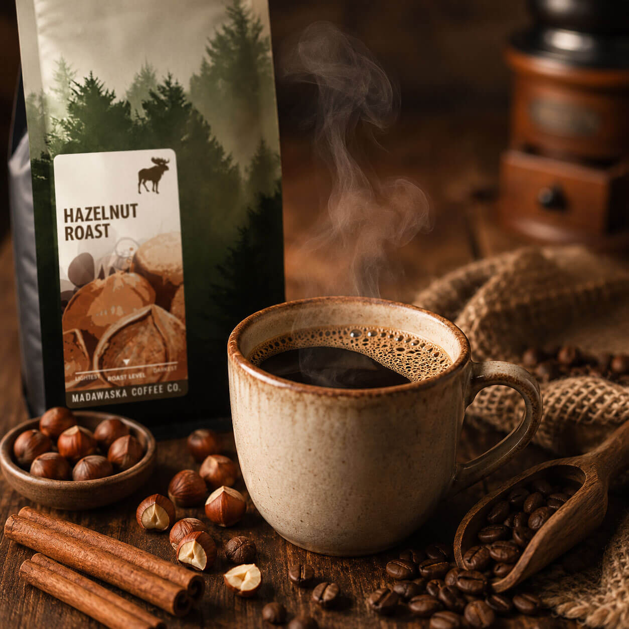 Hazelnut Whole Bean Coffee | Medium Roast 12 oz (340g) by Madawaska Coffee Co.