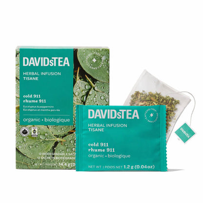 Cold 911 Organic Tea Pack of 12 Sachets by David’s Tea – Caffeine-Free Herbal Tea