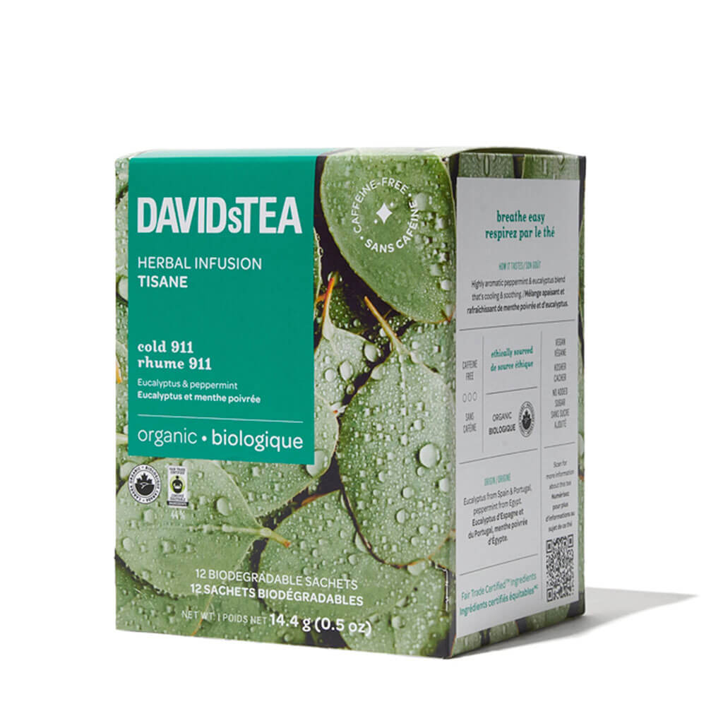 Cold 911 Organic Tea Pack of 12 Sachets by David’s Tea – Caffeine-Free Herbal Tea