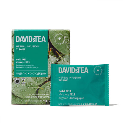 Cold 911 Organic Tea Pack of 12 Sachets by David’s Tea – Caffeine-Free Herbal Tea