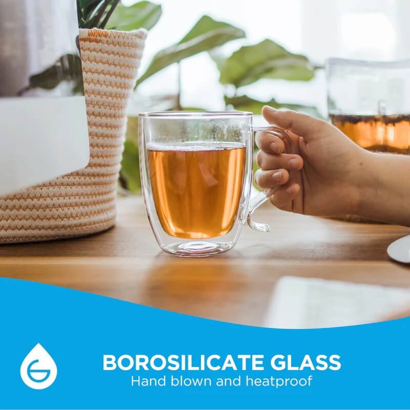 CYPRUS Double Wall Glass Mug – 16oz / 500mL by Grosche