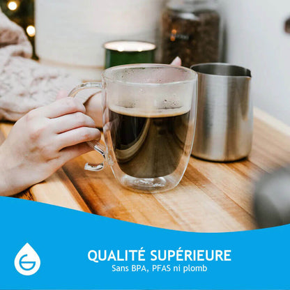 CYPRUS Double Wall Glass Mug – 16oz / 500mL by Grosche