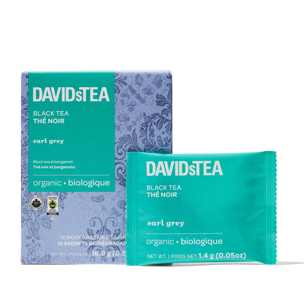 Earl Grey Organic Black Tea Pack of 12 Sachets by David’s Tea – High Caffeine Bergamot Tea