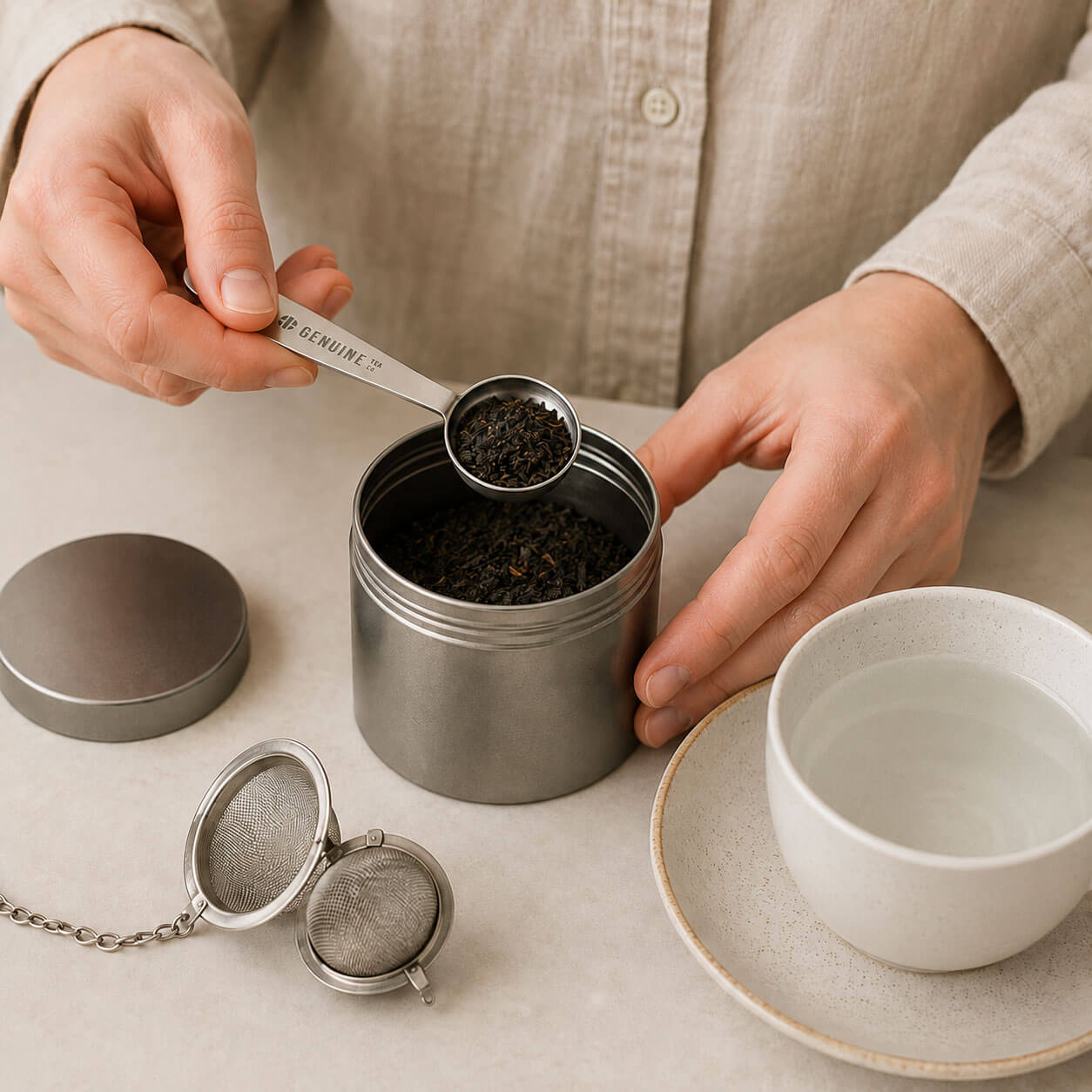 Cuillère à thé Genuine Tea – Cuillère doseuse en acier inoxydable pour thé en vrac
