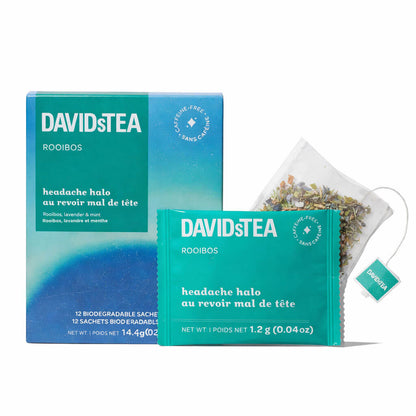 Headache Halo Rooibos Tea Pack of 12 Sachets by David’s Tea – Caffeine-Free Herbal Tea