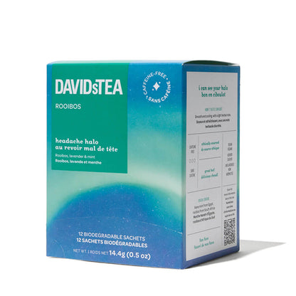 Headache Halo Rooibos Tea Pack of 12 Sachets by David’s Tea – Caffeine-Free Herbal Tea