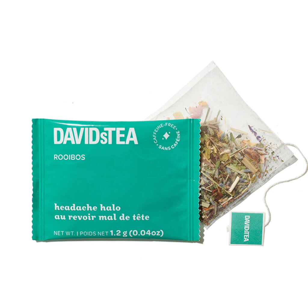 Headache Halo Rooibos Tea Pack of 12 Sachets by David’s Tea – Caffeine-Free Herbal Tea