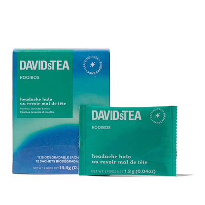 Headache Halo Rooibos Tea Pack of 12 Sachets by David’s Tea – Caffeine-Free Herbal Tea