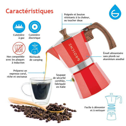 MILANO Stovetop Espresso Maker, Moka Pot – 6 Cup by Grosche