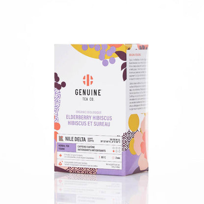 Tisane biologique à l’hibiscus et au sureau – 15 sachets de thé pyramidaux de Genuine Tea