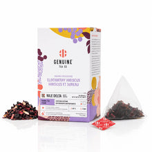 Organic Elderberry Hibiscus Herbal Tea – 15 Pyramid Tea Bags by Genuine Tea