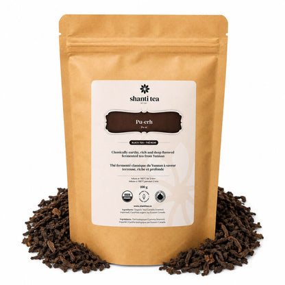 Pu-erh (Loose Leaf) – Old Tree Pu-erh Tea by Shanti Tea | Organic Loose Leaf Tea 100g  — Large Pouch