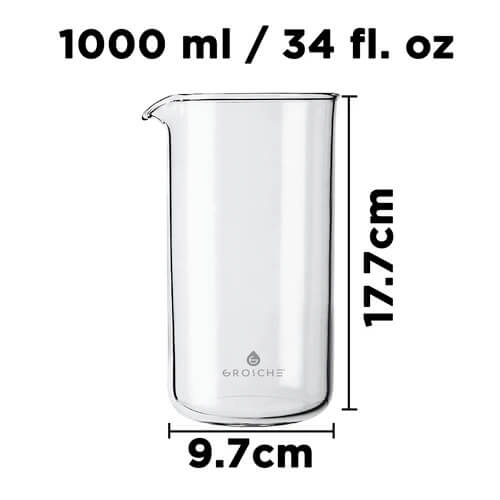 Replacement Beaker for French Press – 1000 mL / 34 oz / 8 cup by Grosche