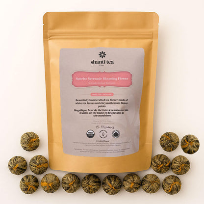 Sunrise Serenade Flowering Tea — 15 Handcrafted Tea Blossoms by Shanti Tea