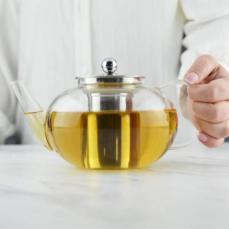 JOLIETTE Glass Teapot with Stainless Steel Tea Strainer – 42oz / 1250mL by Grosche